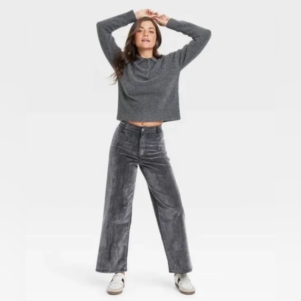 Universal Thread Gray velour Sailor Wide Leg Pants - Size 8R - Picture 10 of 11